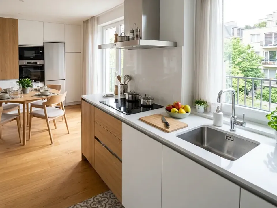 Blitzsaubere Küche in einer Wohnung